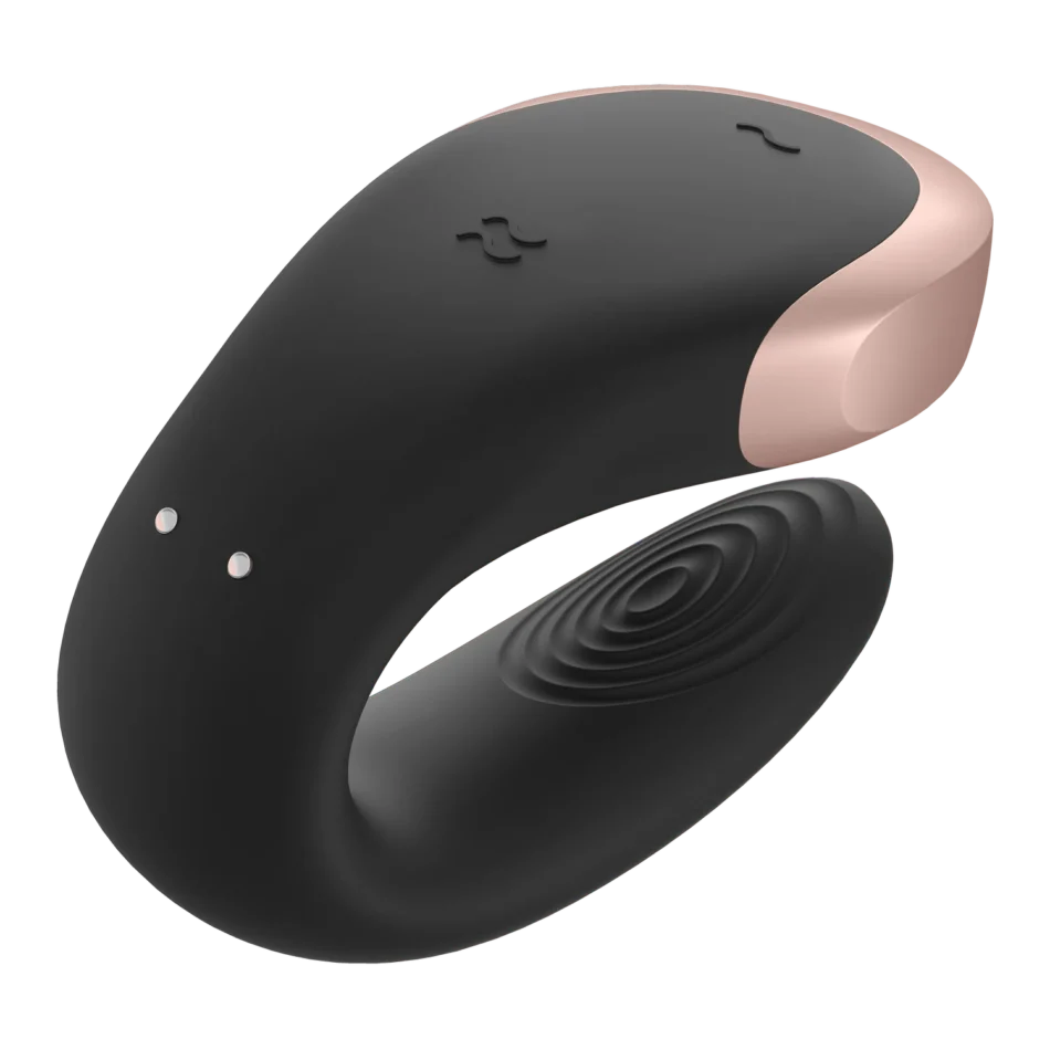 SATISFYER DOUBLE LOVE LUXURY - Vibrator cu telecomandă pentru cupluri, negru