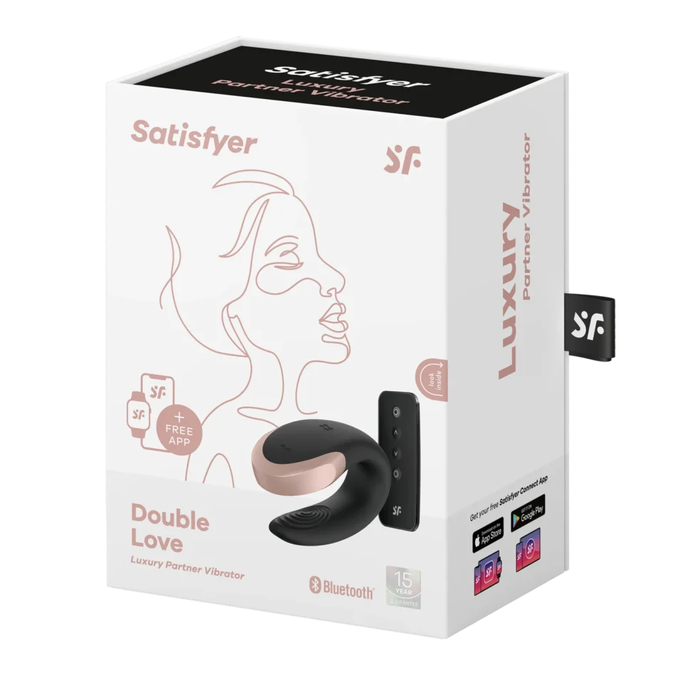 SATISFYER DOUBLE LOVE LUXURY - Vibrator cu telecomandă pentru cupluri, negru